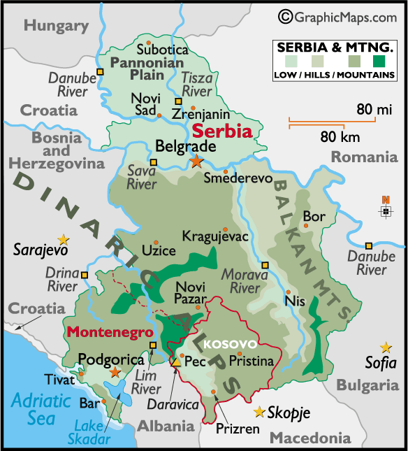 Карта Сербии и Черногории