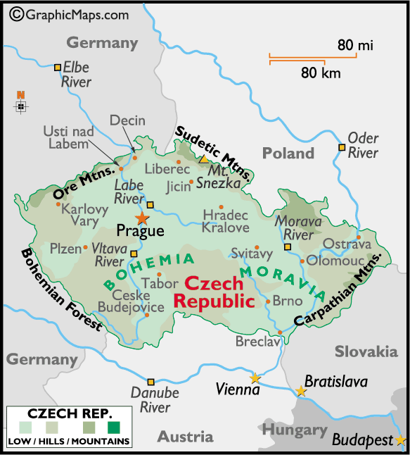 Карта Чехии