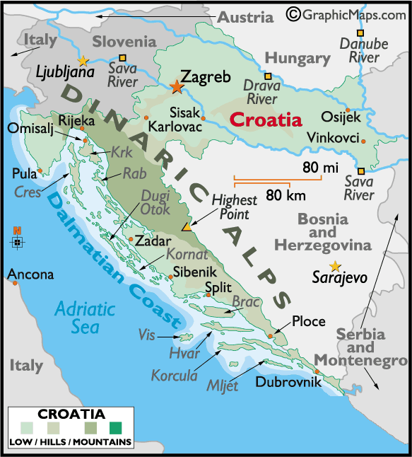 Карта Хорватии